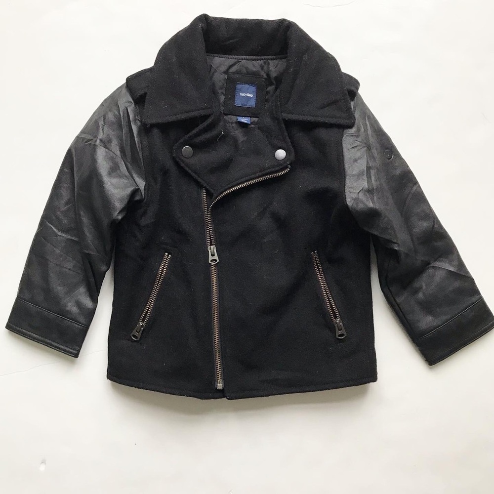 BABygap black motto mix jacket VGUC - button mark on sleeve 4T